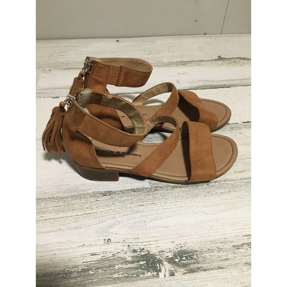 Rock & Candy Honee by Zigi girls tan suede look sandals tassels size 2 - Picture 2 of 6